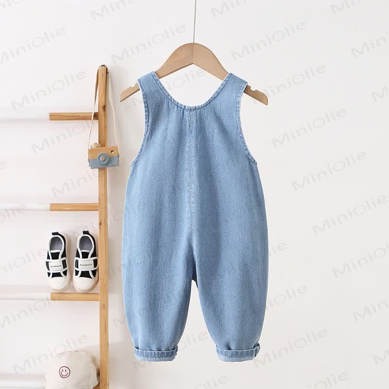 Toddler Pocket Smiley Denim Overalls - image 2
