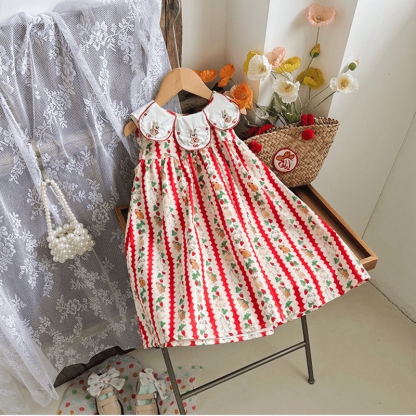 Toddler Red Embroidered Bunny Strawberry Dress - image 6