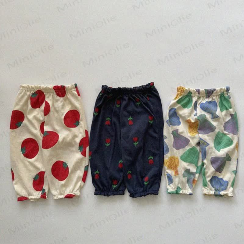 Toddler Tomato Dots Flower Plaid Pants - image 3
