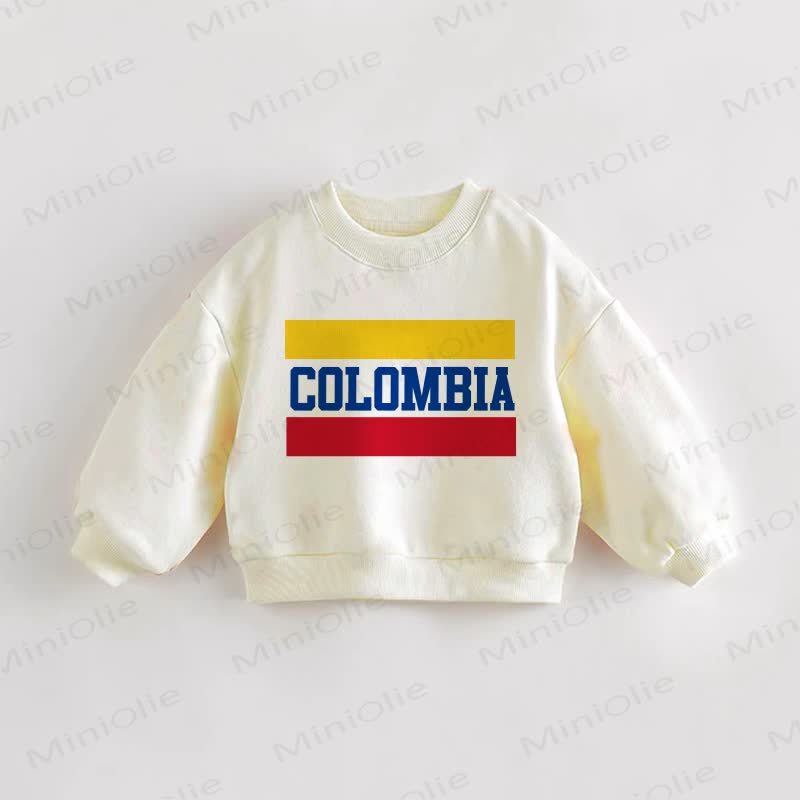 COLOMBIA Baby Toddle Colombian Flag Sweatshirt - Cream - 3-5T - image 1