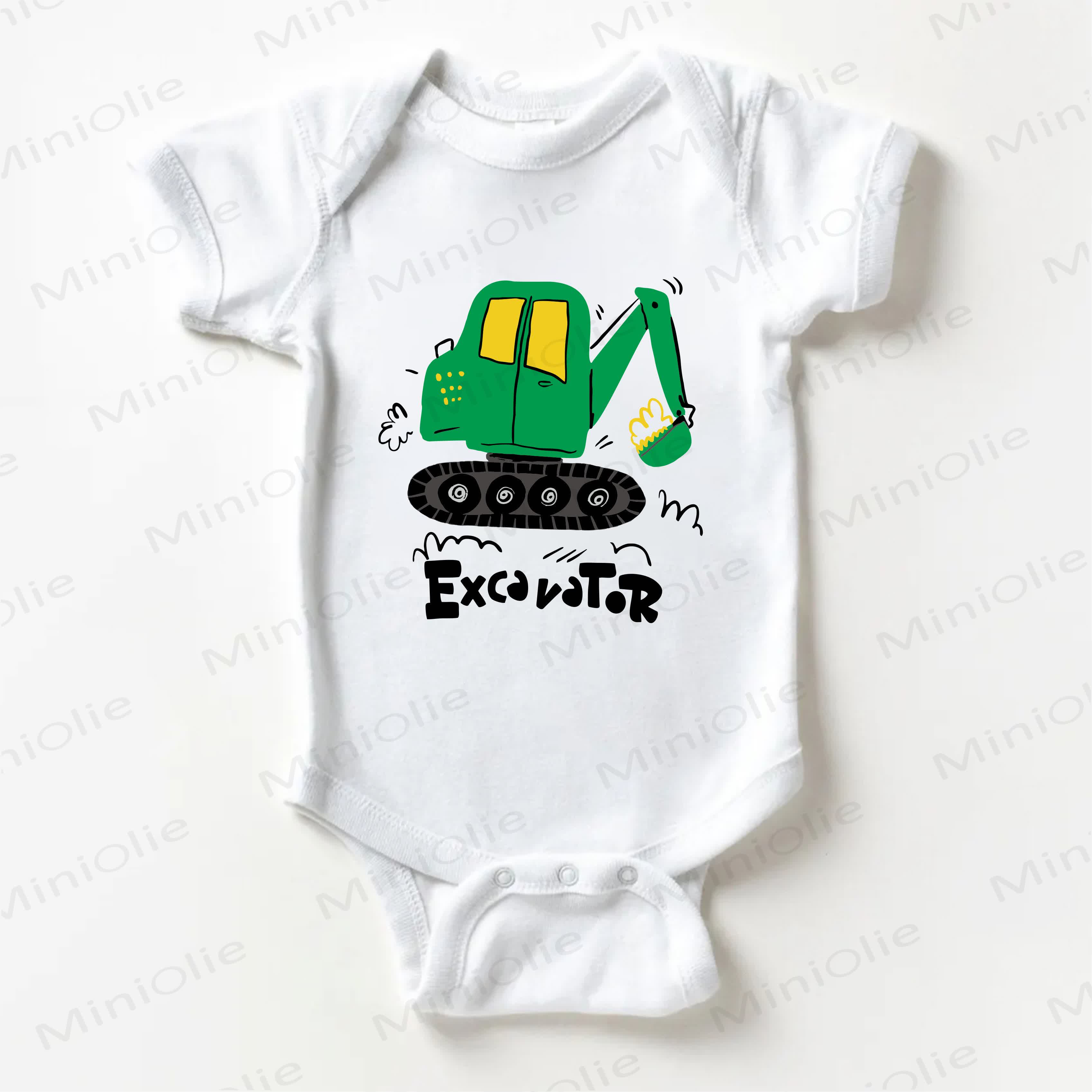 EXCAVATOR Baby Excavator White Bodysuit - White - 18-24M - image 1