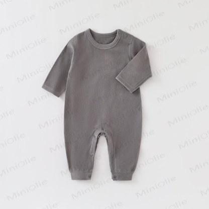Baby Solid Color Newborn Pajamas Warm Romper - Dark Gray - 18-24M - image 5