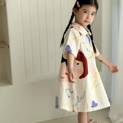 Toddler Beige Polo Cartoonish Girl Dress - image 6