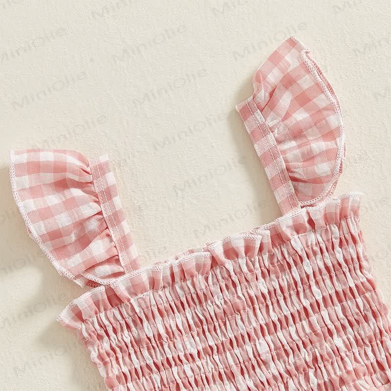 Baby Toddler Plaid Flutter Sleeves Romper - image 12
