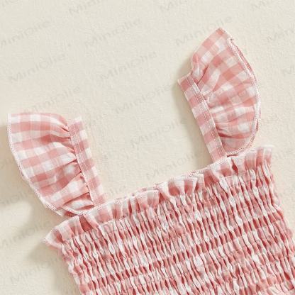 Baby Toddler Plaid Flutter Sleeves Romper - image 12