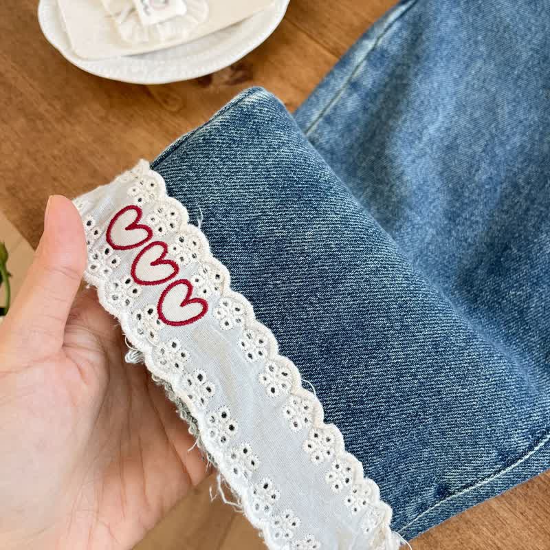 Toddler Heart Denim Lace Pants - image 4