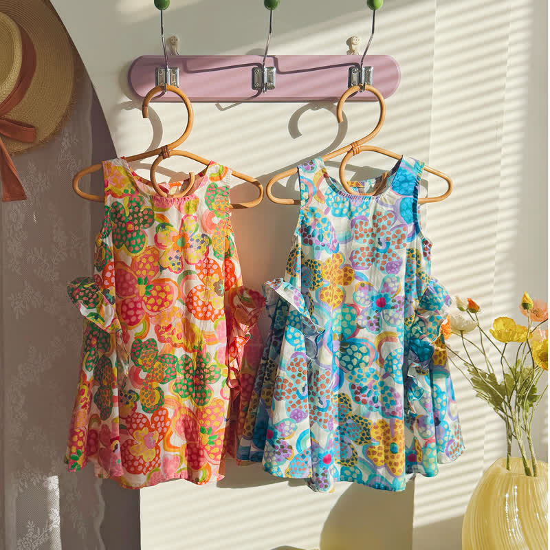 Toddler Chic Dots Flower Sleeveless Dress - image 3