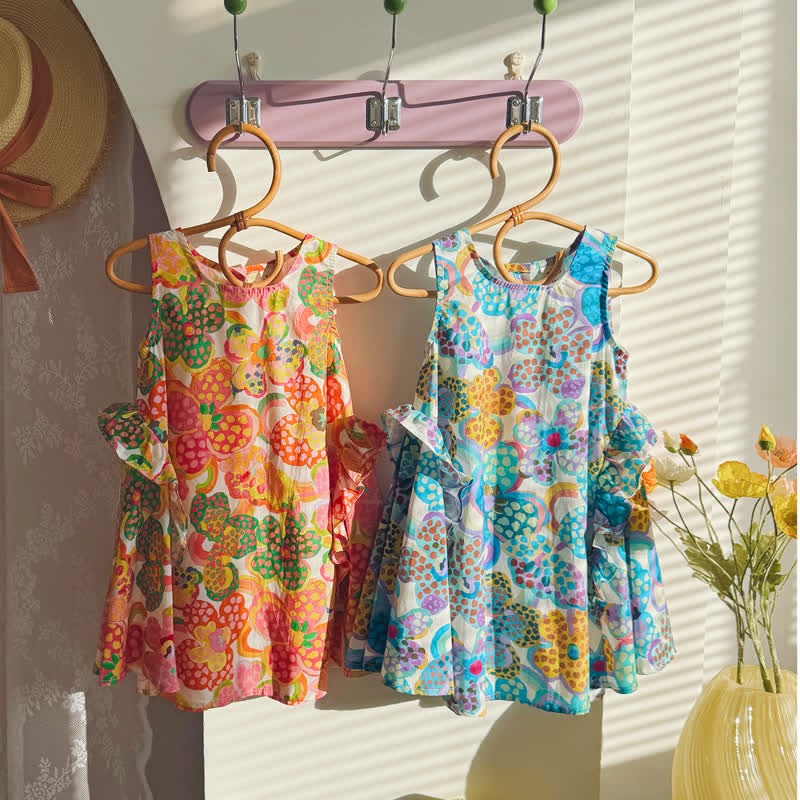 Toddler Chic Dots Flower Sleeveless Dress - image 3