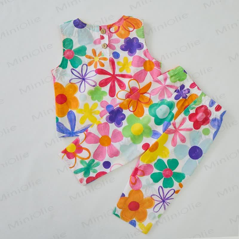 Baby Toddler Colorful Flower Sleeveless 2-piece Set - image 3