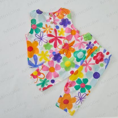 Baby Toddler Colorful Flower Sleeveless 2-piece Set - image 3