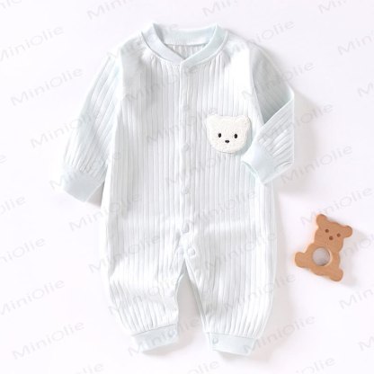  Baby Bear Patch Simple Soft Romper - Blue - 12-24M - image 2