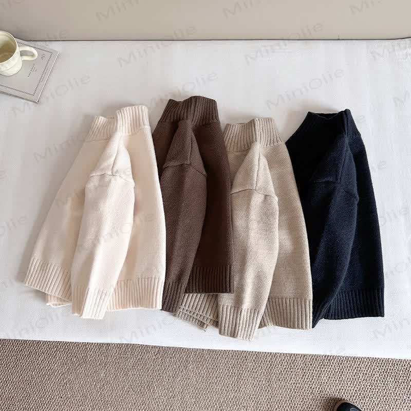 Kid Solid Color Turtleneck Knit Sweater - image 4