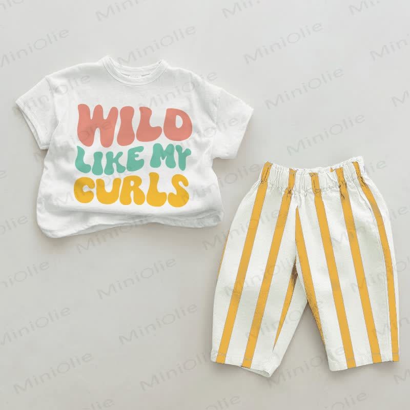 WILD LIKE MY CURLS Baby White&Yellow Vertical Striped 2-piece Set - White&Yellow - 2-3T - image 1