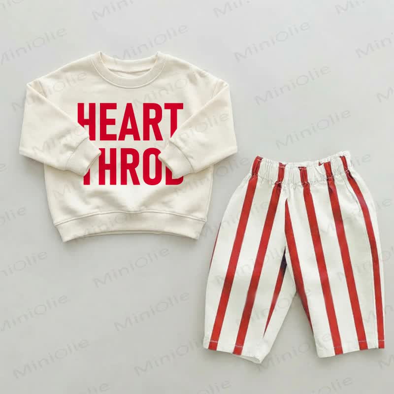 HEART THROB Baby Toddler Red Striped Pants 2-piece Set - Beige&Red - 2-3T - image 1