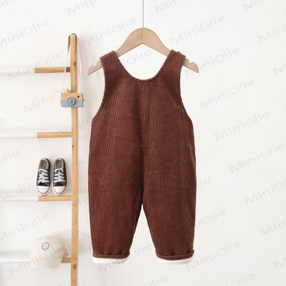 Baby Toddler Doggy Ear Cord Fleece Lined Overalls - image 5