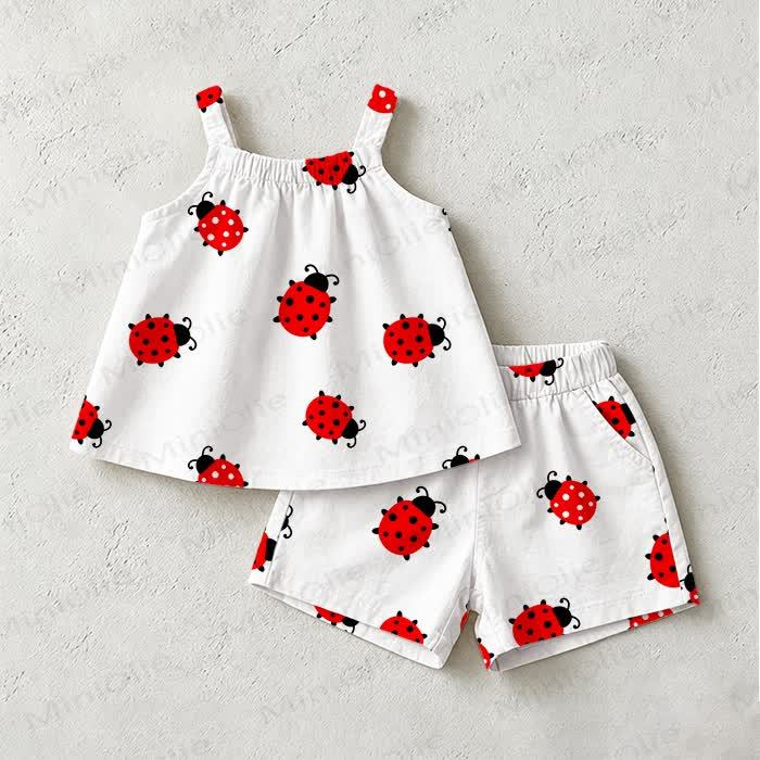 Baby Toddler Ladybug White Top and Shorts 2-piece Set - White - 3-5T - image 1