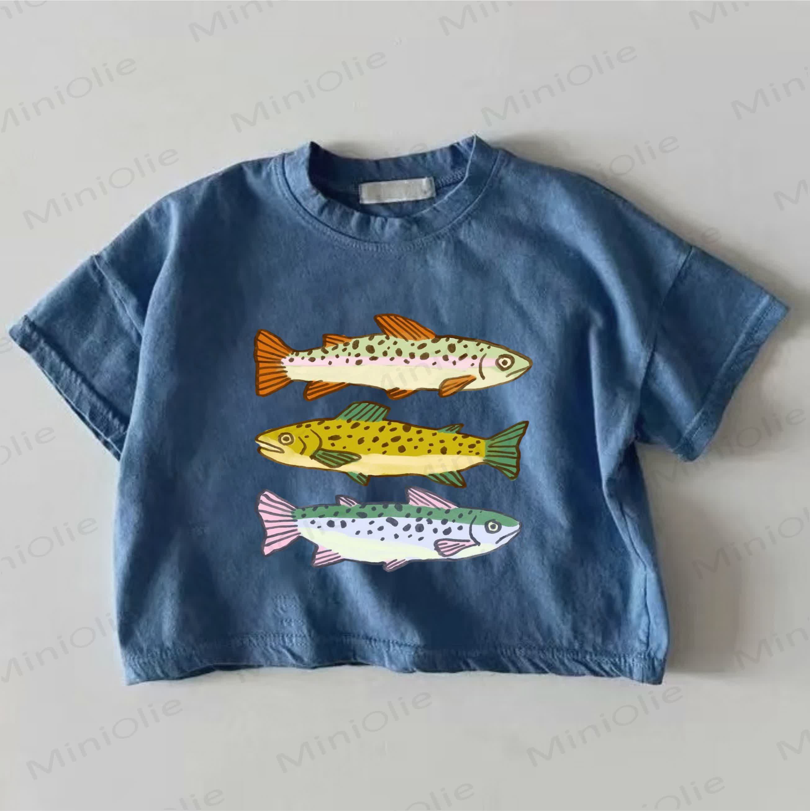 Baby Blue Fishes Print T-shirt - Blue - 18-24M - image 1