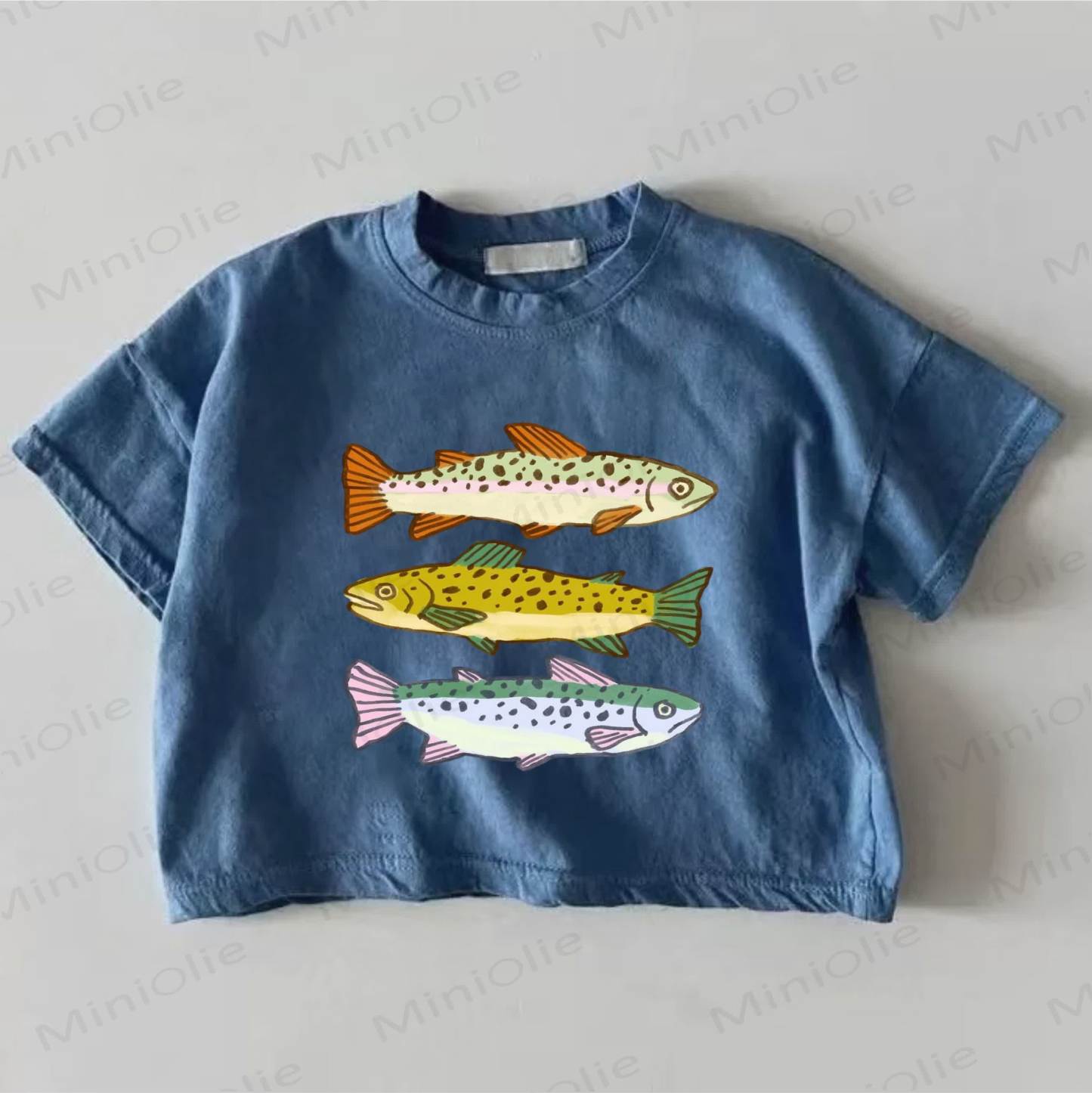 Baby Blue Fishes Print T-shirt - Blue - 18-24M - image 1