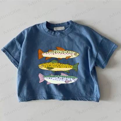 Baby Blue Fishes Print T-shirt - Blue - 18-24M - image 1