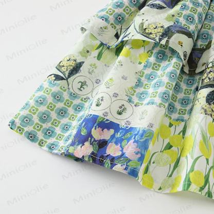 Toddler Girls Green Floral Plaid Sleeveless Dress - image 5