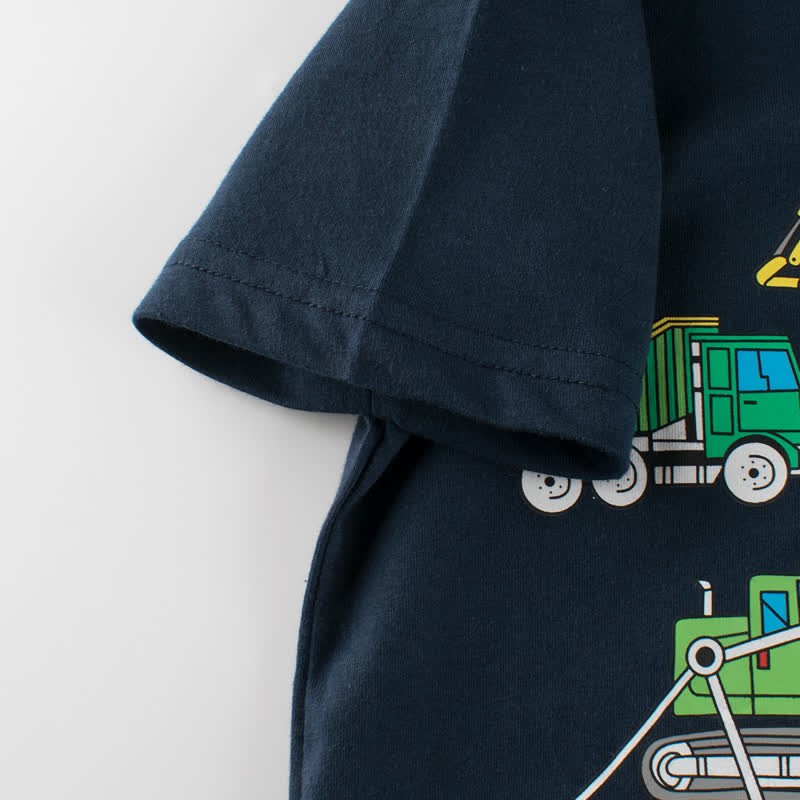 Kid Boy Construction vehicles White T-Shirt - image 4