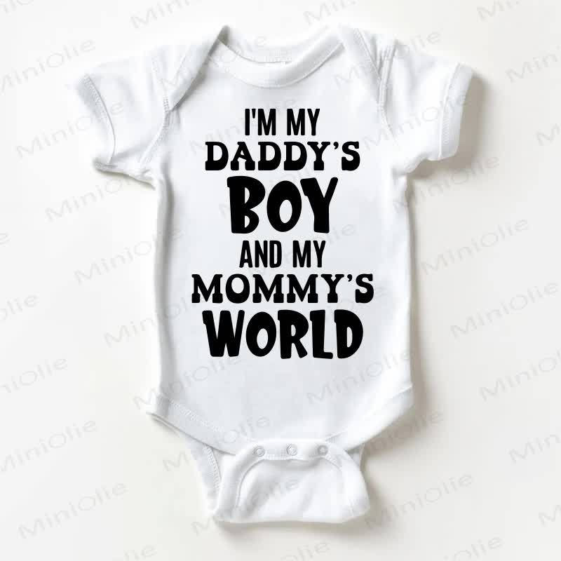 I'M MY DADDY'S BOY AND MY MOMMY'S WORLD Baby Slogan White Bodysuit - White - 18-24M - image 1