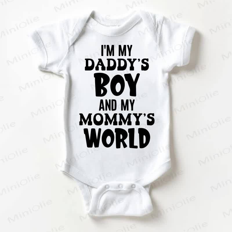 I'M MY DADDY'S BOY AND MY MOMMY'S WORLD Baby Slogan White Bodysuit - White - 18-24M - image 1