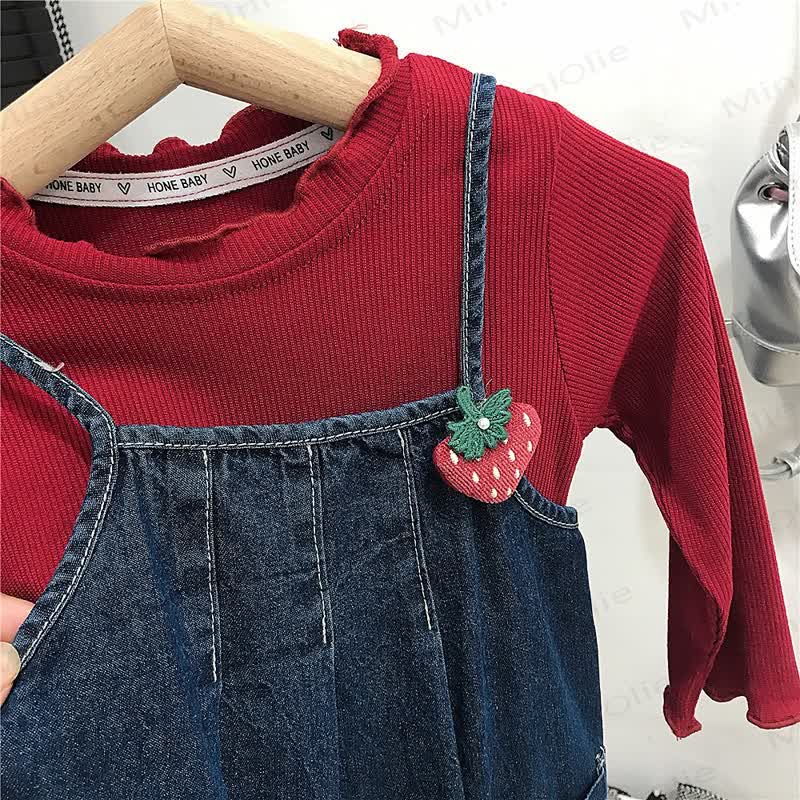 Toddler Kid Girl Denim Strawberry Dress - image 5