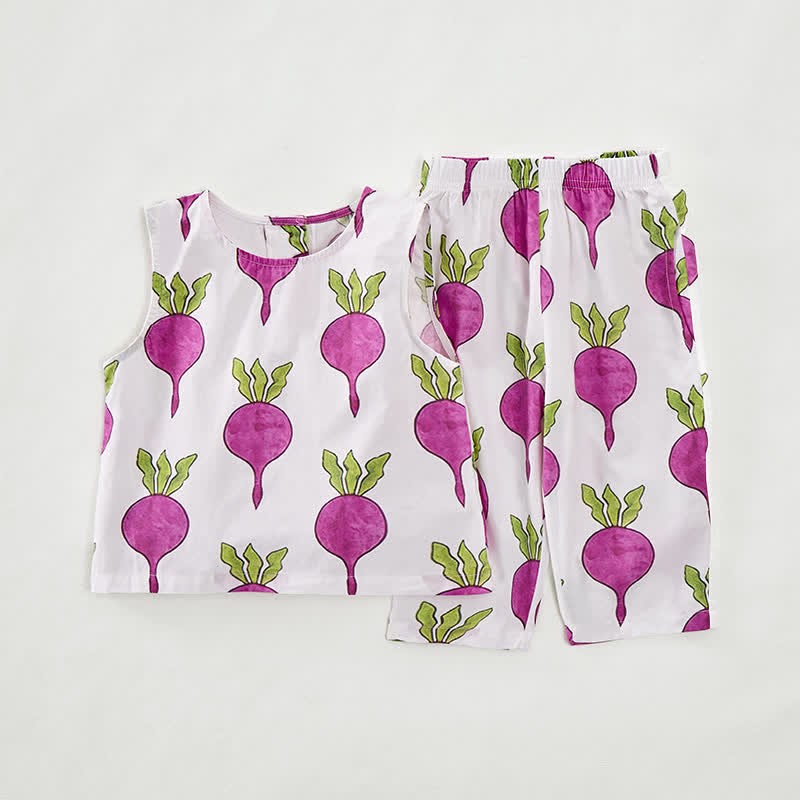 Baby Toddler Beetroot Print 2-piece Sleeveless Set - image 4