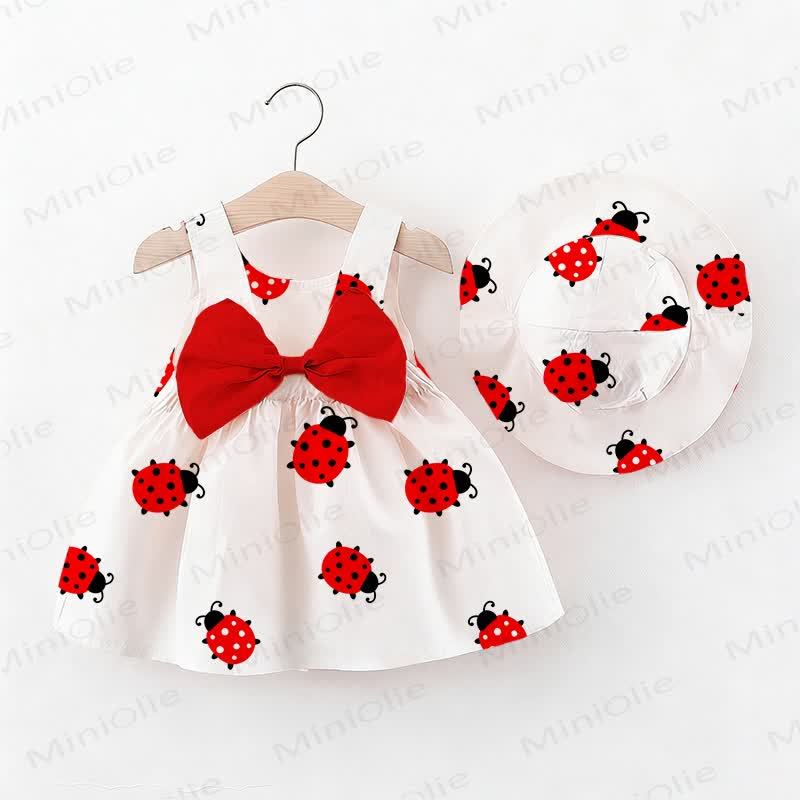 Baby Girl Ladybug Bow Dress with Hat - image 1