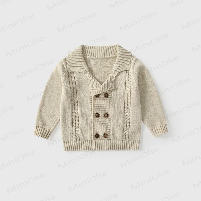 Baby Toddler Lapel Knitted Cardigan - Apricot - 3-5T - image 5