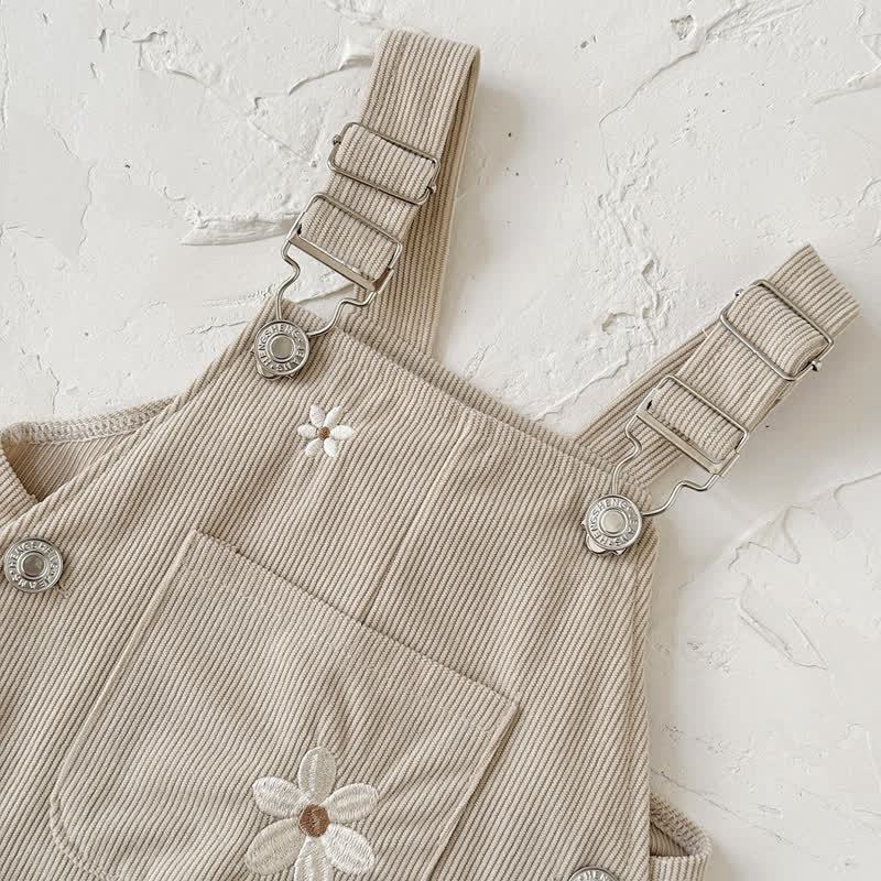 Baby Girl Cord Knitted Embroidered Flower Overalls - image 7