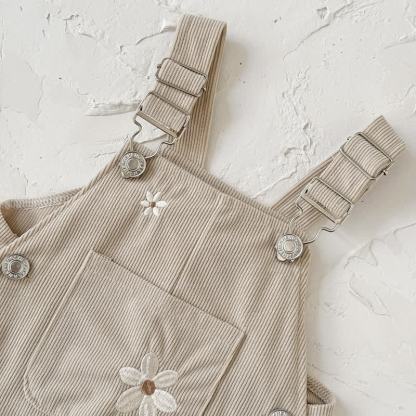 Baby Girl Cord Knitted Embroidered Flower Overalls - image 7