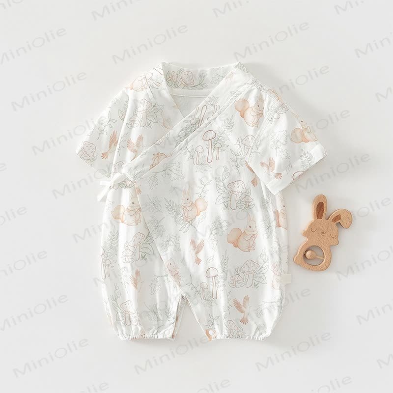 Baby White Animals Print Romper - White Squirrel - 18-24M - image 3