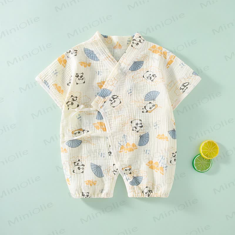 Baby Animal/Flower Cotton Gauze Kimono - Panda - 18-24M - image 5