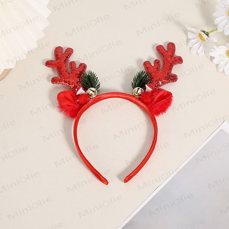 Baby Christmas Deer Horn Headband - Red - image 4