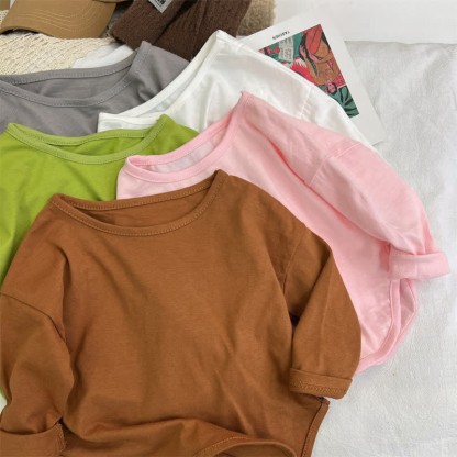 Toddler Loose Solid Color Base Layer T-Shirt - image 2