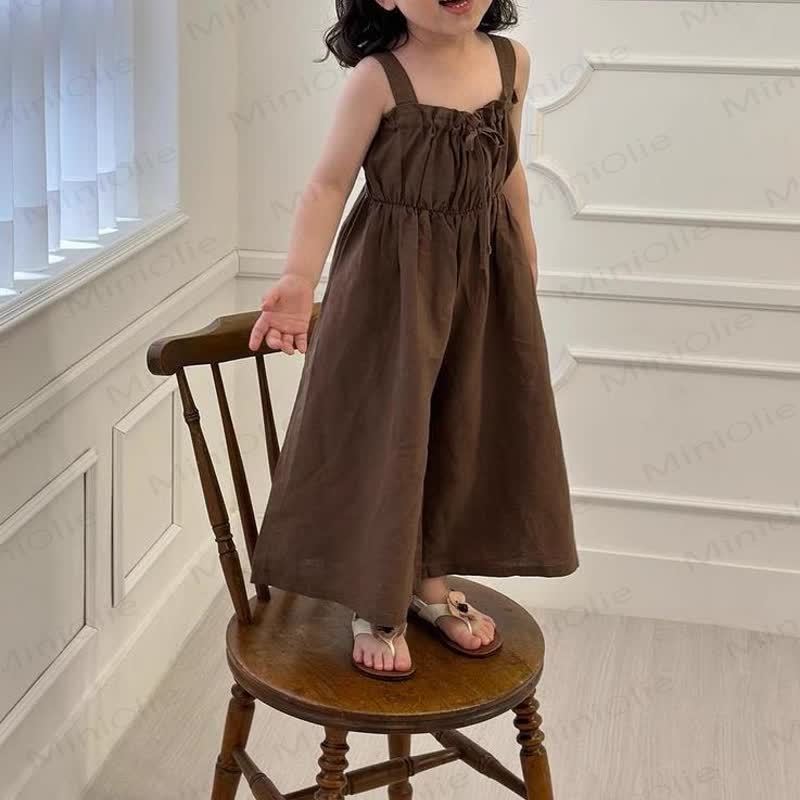 Toddler Solid Color Bow Vintage Overalls - image 7