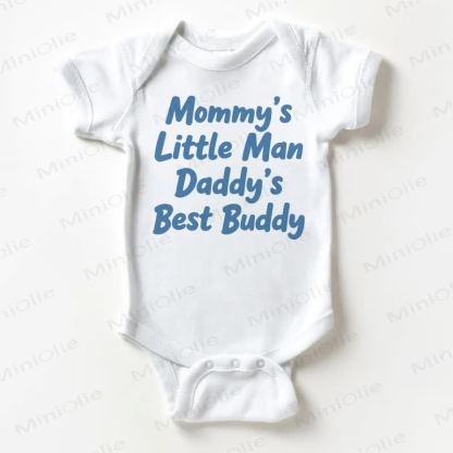 MOMMY'S LITTLE MAN DADDY'S BEST BUDDY Baby White Bodysuit - White - 18-24M - image 1