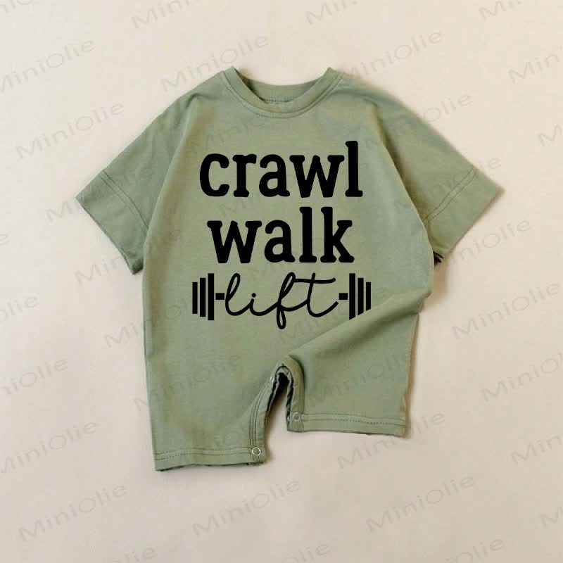 CRAWL WALK LIFT Baby Green Barbell Print Romper - Green - 18-24M - image 1