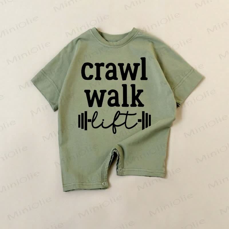 CRAWL WALK LIFT Baby Green Barbell Print Romper - Green - 18-24M - image 1