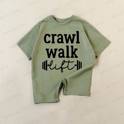 CRAWL WALK LIFT Baby Green Barbell Print Romper - Green - 18-24M - image 1