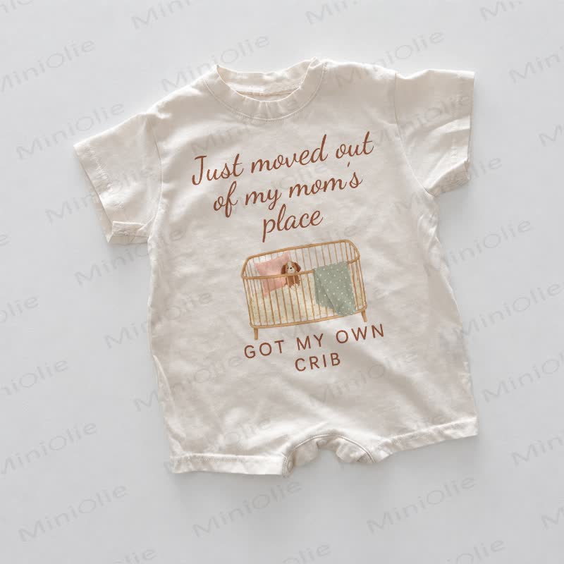JUST MOVED OUT OF MY MOM'S PLACE GOT MY OWN CRIB Baby Romper - White - 18-24M - image 1