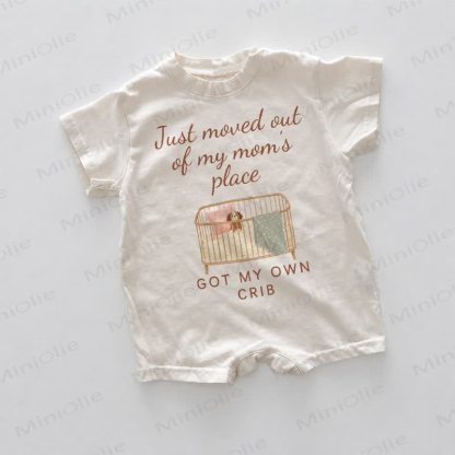 JUST MOVED OUT OF MY MOM'S PLACE GOT MY OWN CRIB Baby Romper - White - 18-24M - image 1