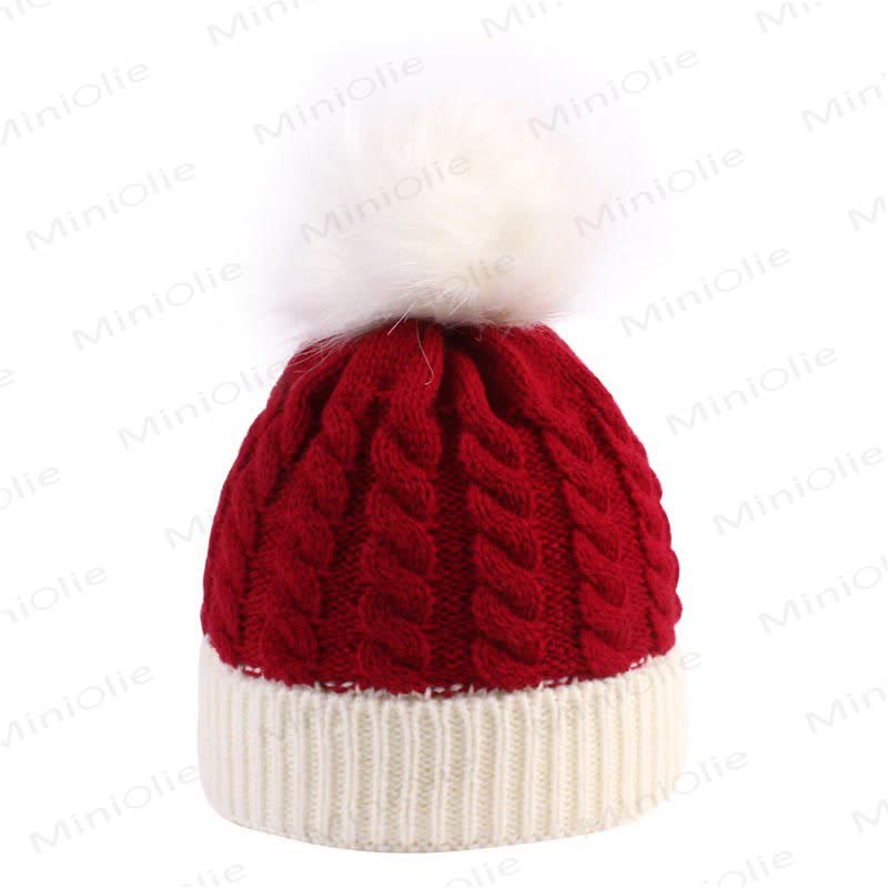 Baby Plush Twist Christmas Knitted Beanie - Red and White - 1-4T - image 5