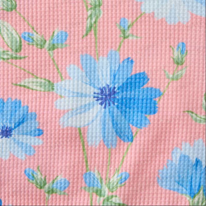 Baby Pink Blue Floral Print Waffle 2-piece Set - image 6