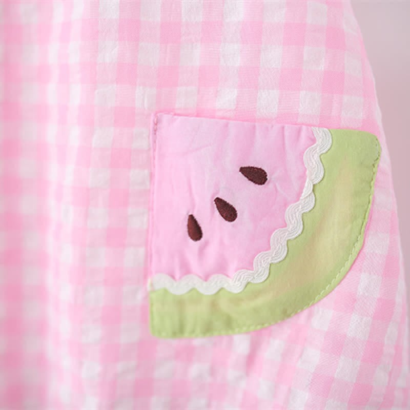 Baby Watermelon Plaid Sleeveless Lovely Dress - image 14