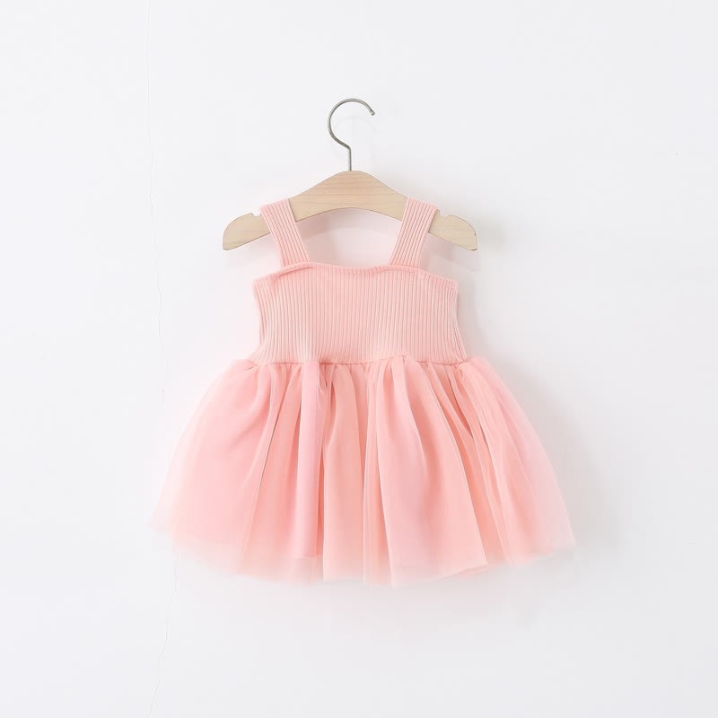 Toddler Solid Color 3D Bow Suspenders Dress - image 8