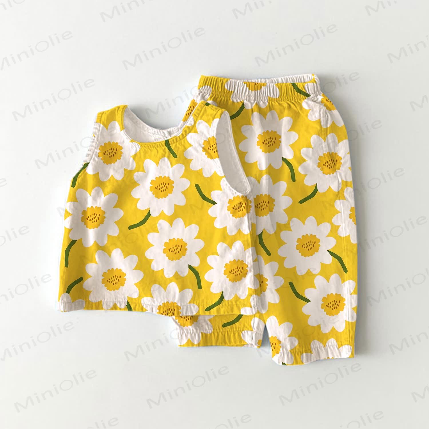 Baby Girls Yellow Flower Print Sleeveless 2-piece Set - Yellow - 3-4T - image 1
