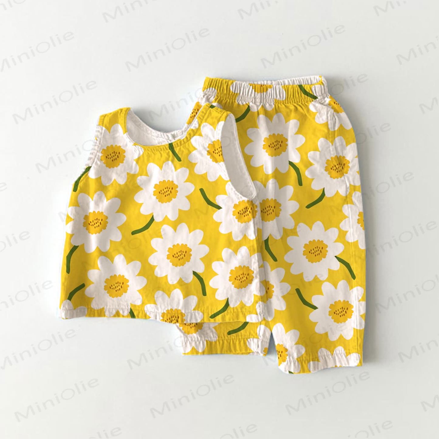 Baby Girls Yellow Flower Print Sleeveless 2-piece Set - Yellow - 3-4T - image 1